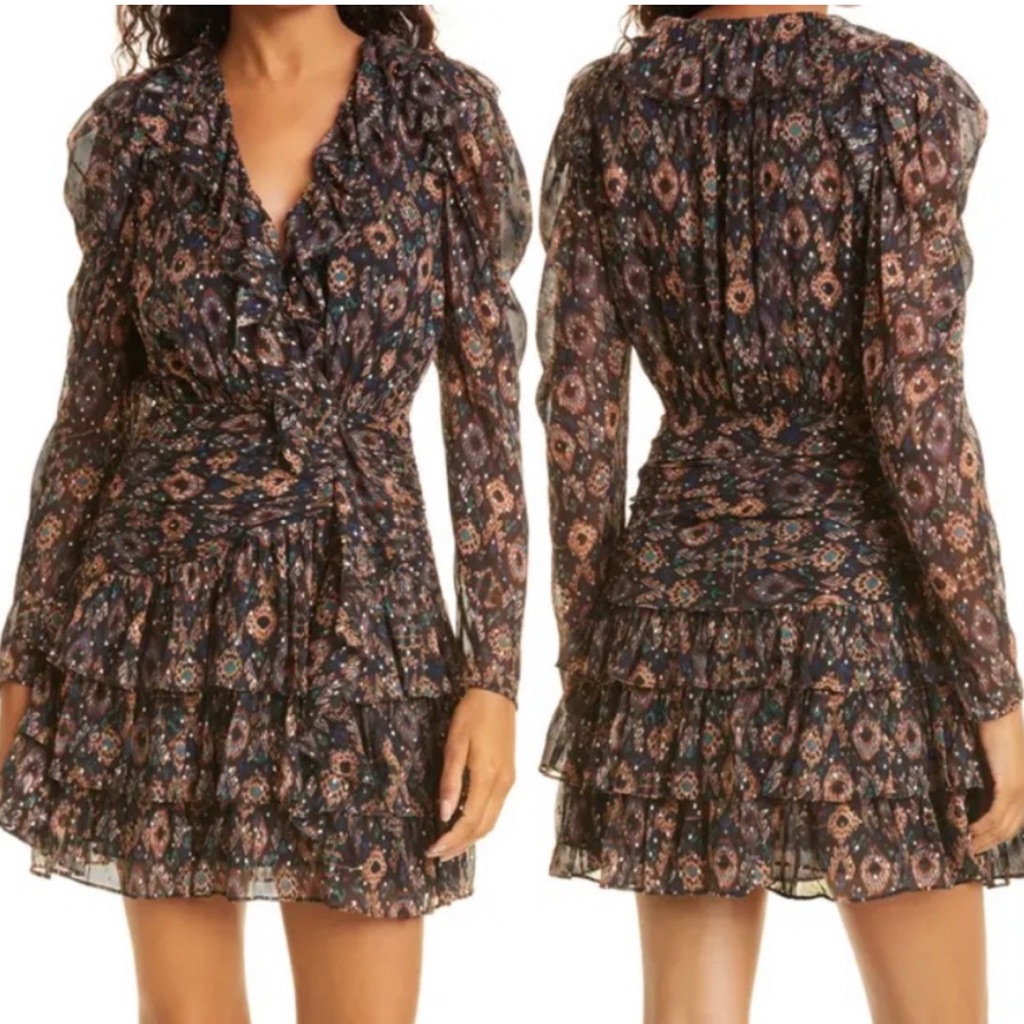 Ulla Johnson Esila Ruffled Mini Dress, Size 8 New. 0181